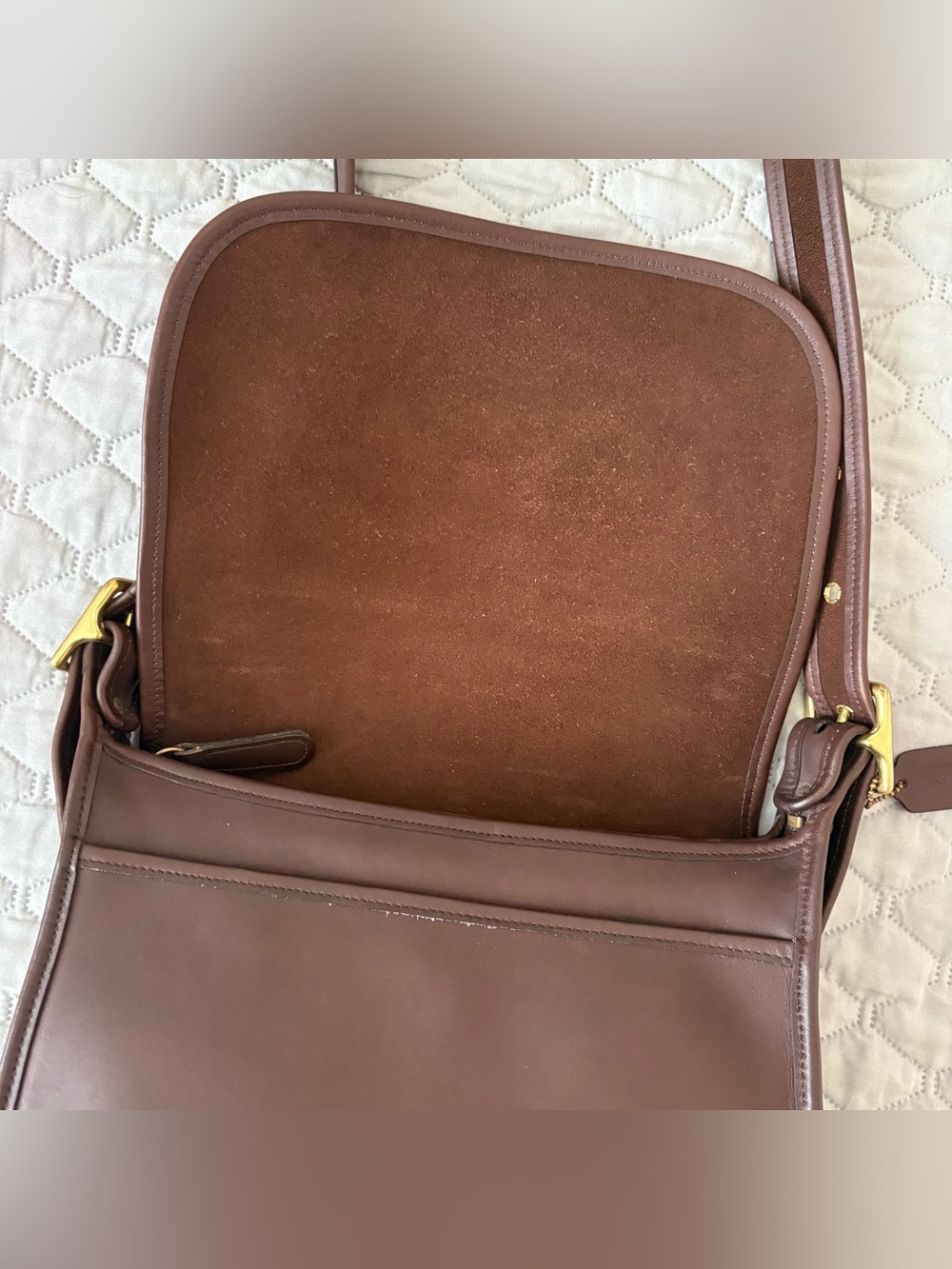 Vintage Coach Patricia’s Legacy Dark Brown Leather Saddle Shoulder Bag Crossbody - Picture 5 of 12